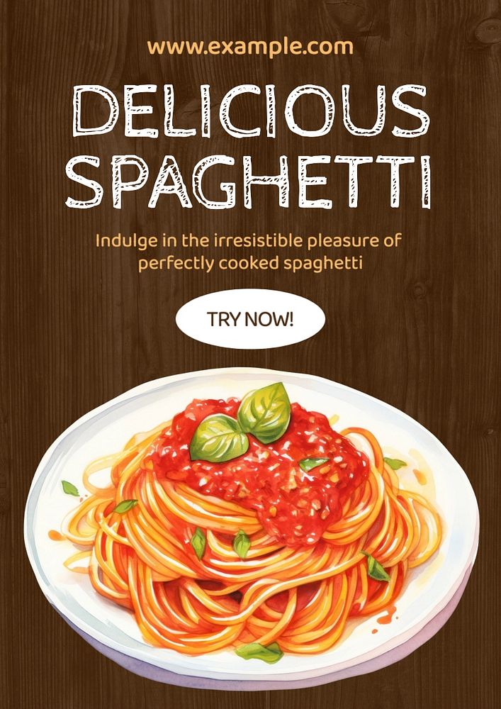 Delicious spaghetti poster template, editable text and design