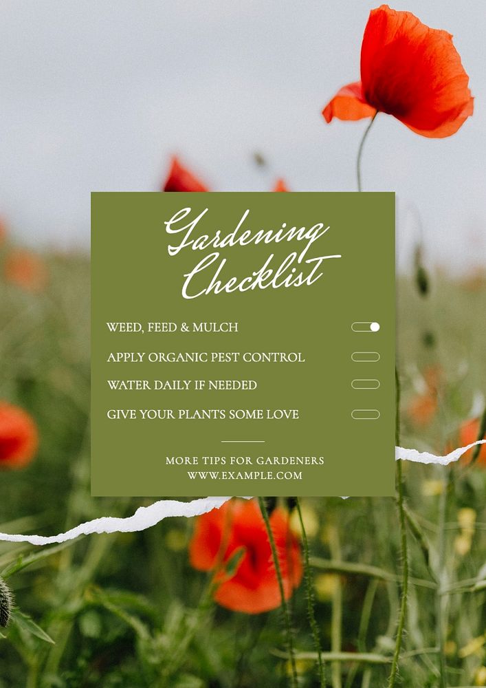 Gardening checklist poster template, editable text and design