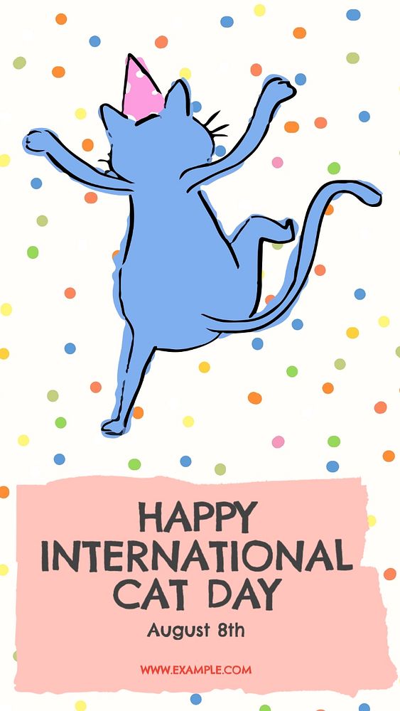 International cat day social story template, editable Instagram design