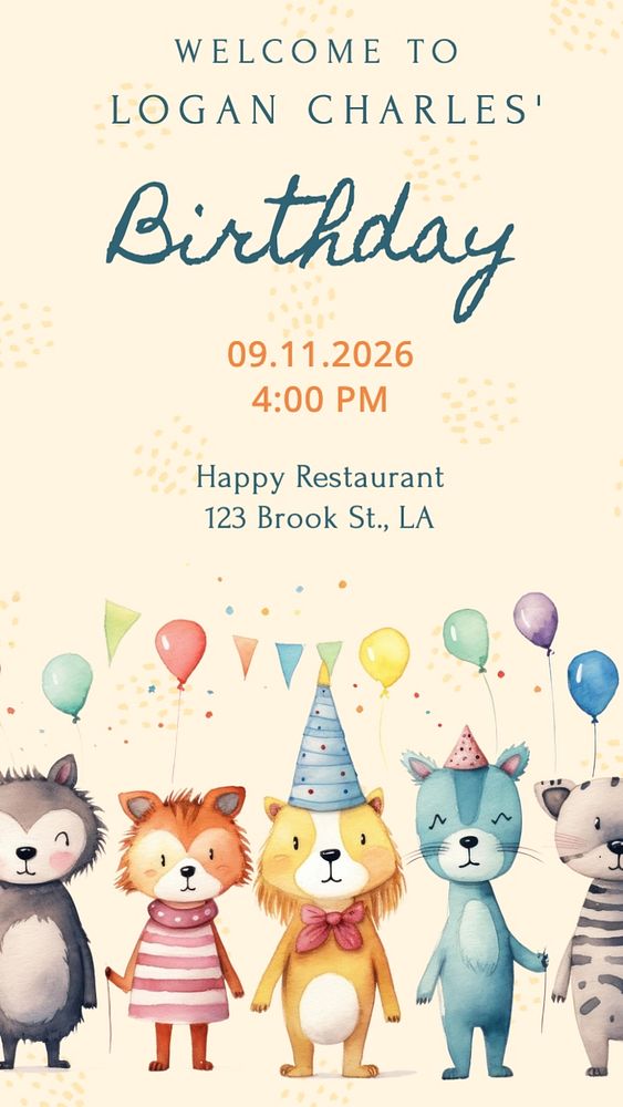 Birthday party Instagram post template, editable text