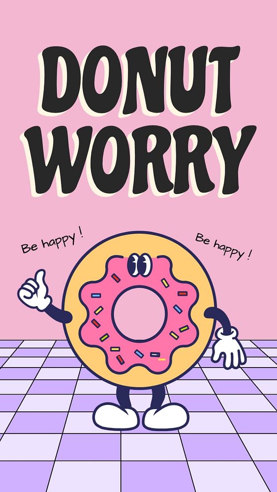 Donut worry Instagram story template, editable text