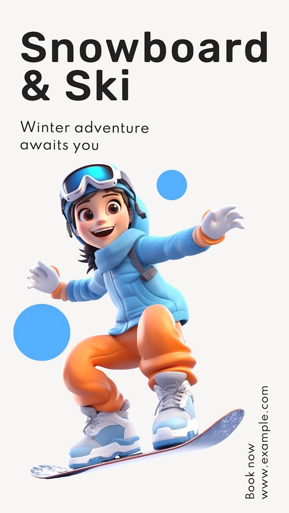 Snowboard & Ski Instagram story template, editable text