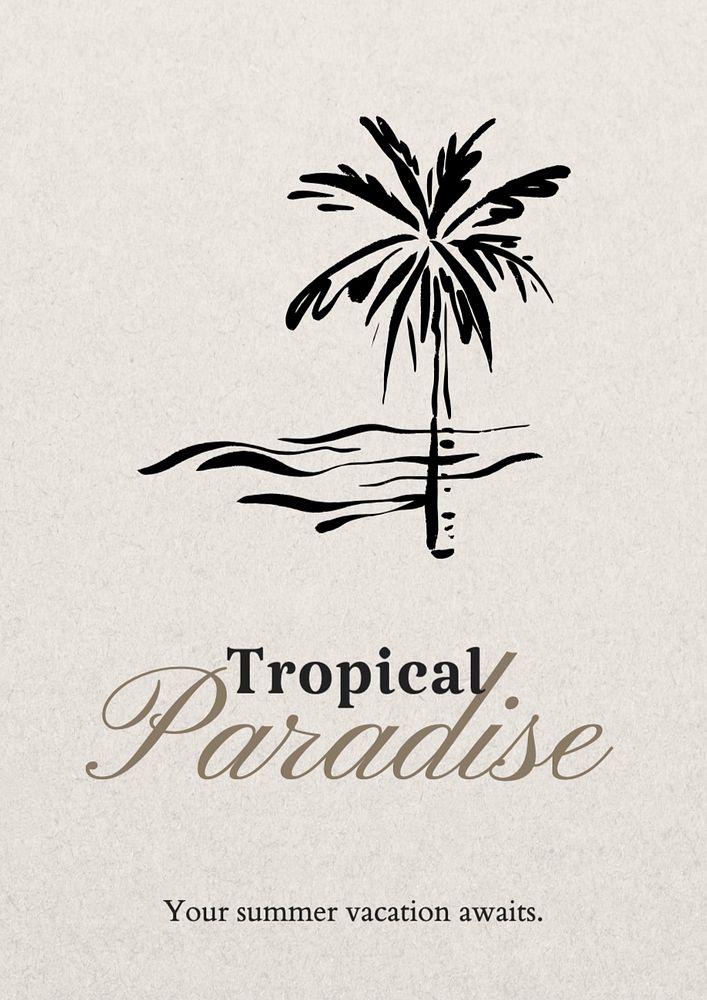 Tropical paradise poster template, editable text and design