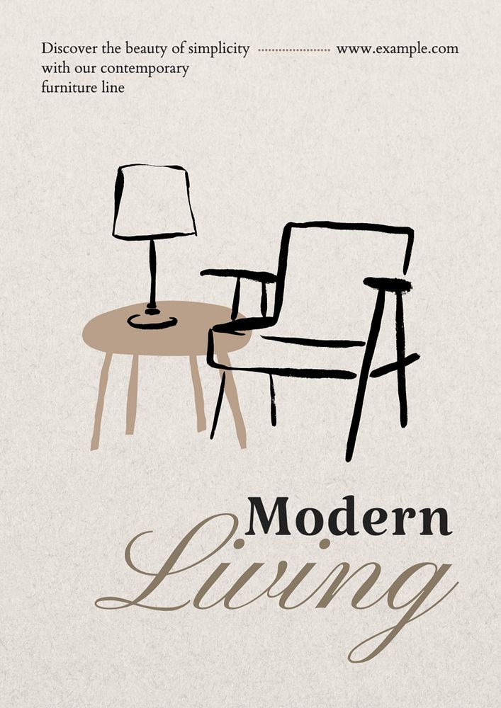 Modern living poster template, editable text and design