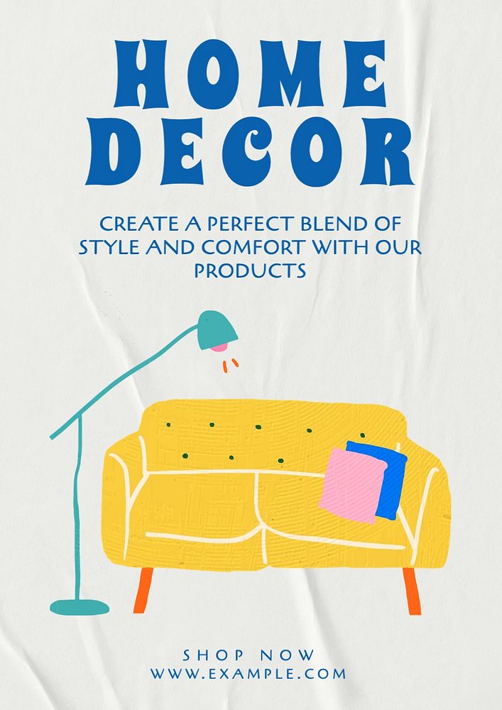 Home decor poster template, editable text and design