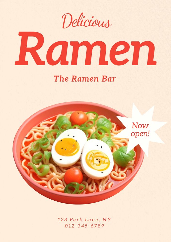 Ramen bar poster template, editable text and design