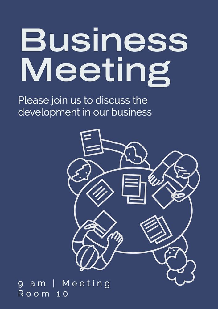 Business meeting poster template, editable text and design