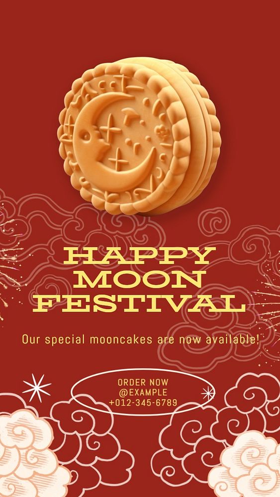 Moon festival Instagram story template, editable text