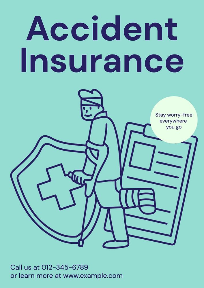 Accident insurance poster template, editable text and design