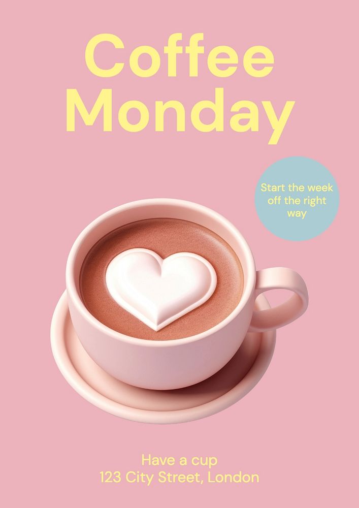 Coffee Monday poster template, editable text and design