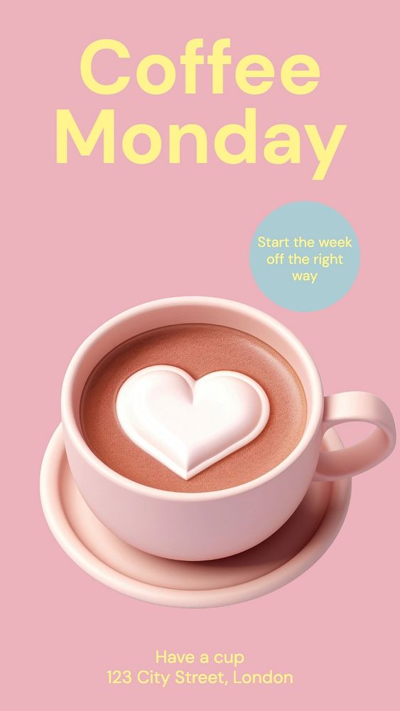 Coffee Monday Facebook story template, editable design