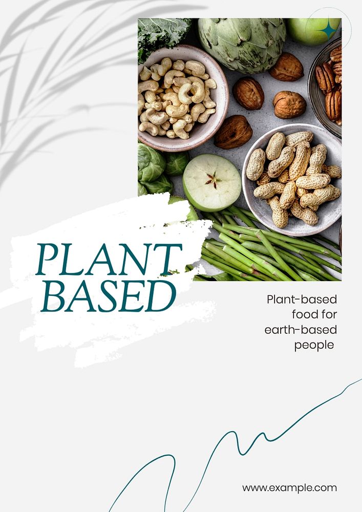 Plant-based food poster template, editable text and design