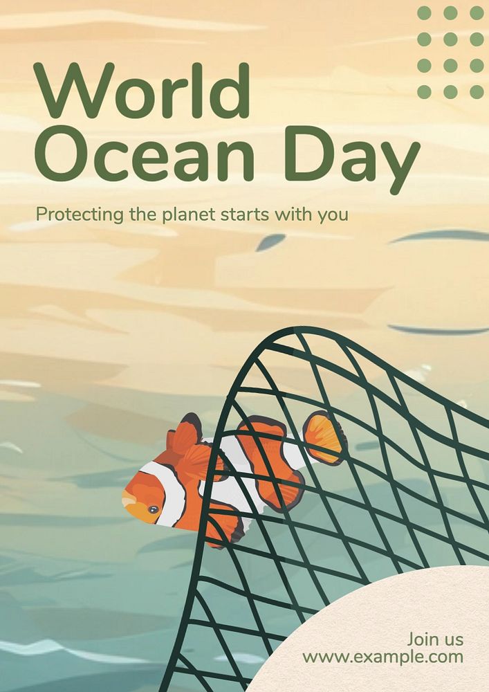 World ocean day poster template, editable text and design