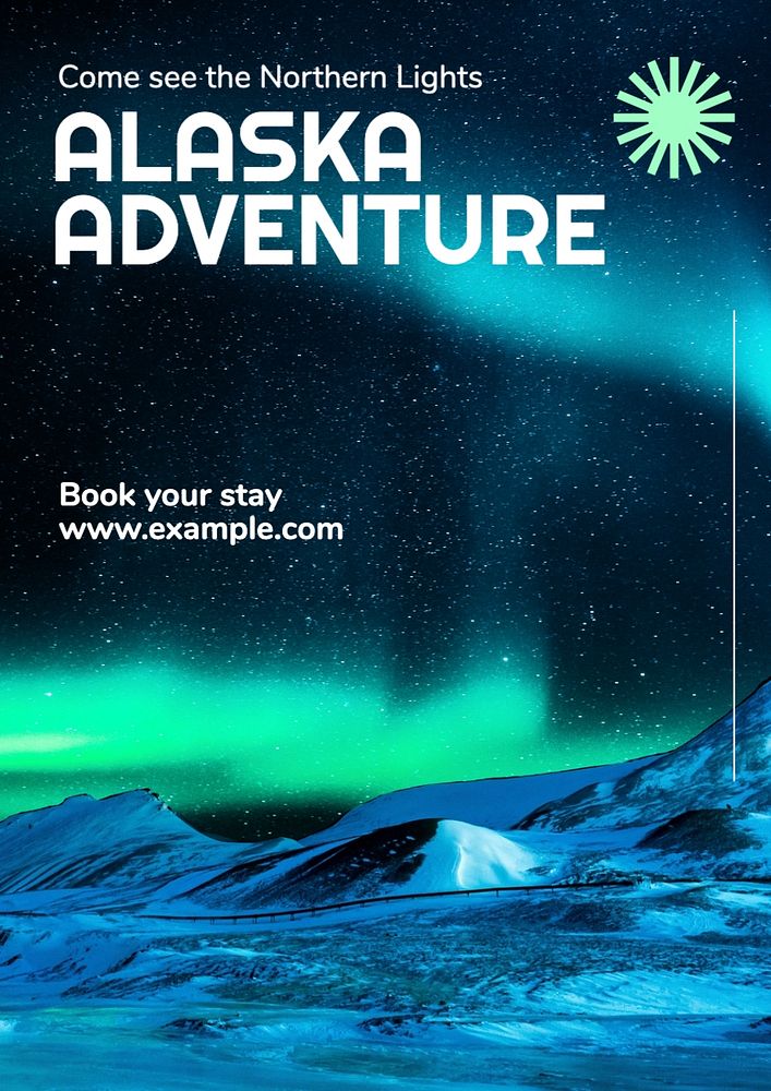 Alaska adventure poster template, editable text and design