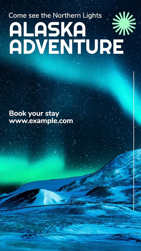 Alaska adventure Instagram story template, editable text