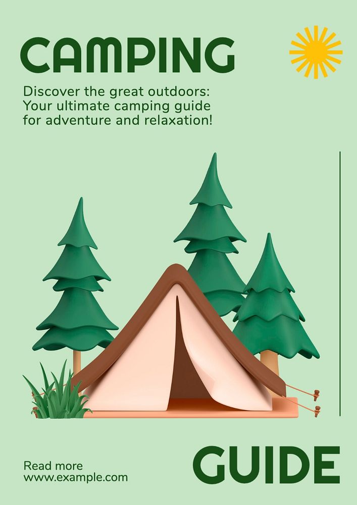 Camping guide poster template, editable text and design