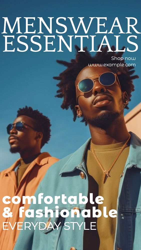Men's wear essentials Instagram story template, editable text