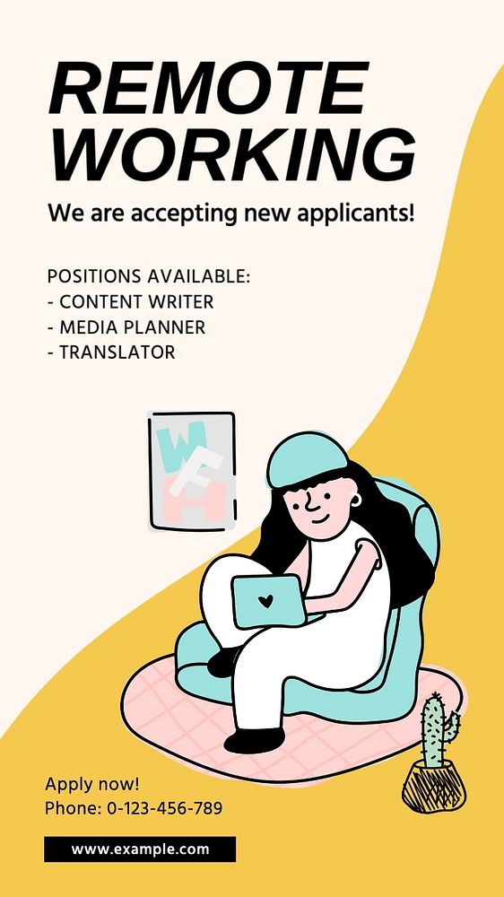 Remote working social story template, editable Instagram design