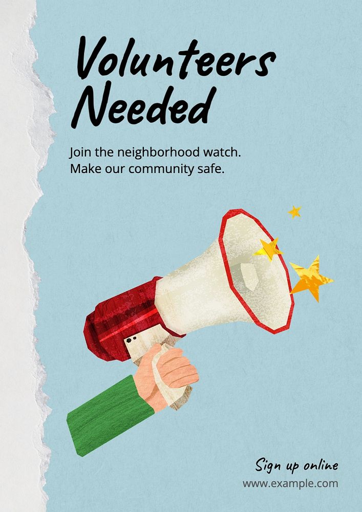 Volunteer needed poster template, editable text and design