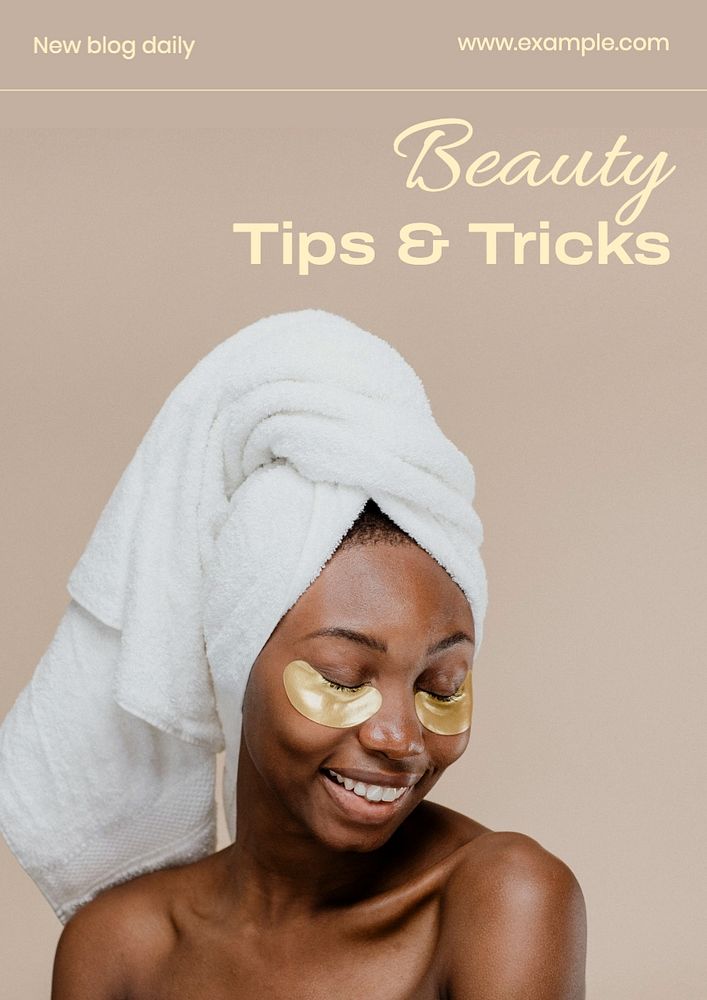 Beauty tips & tricks poster template, editable text and design