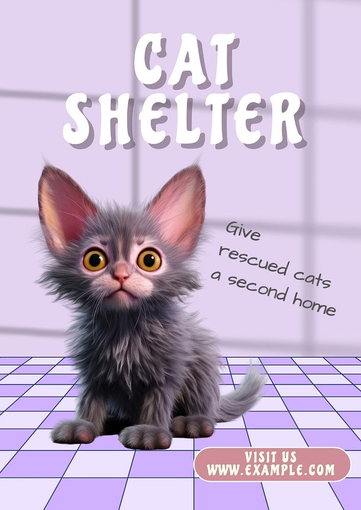 Cat shelter poster template, editable text and design