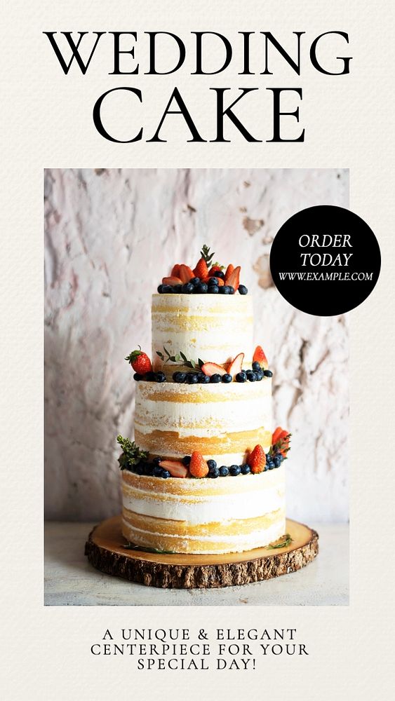 Wedding cake Facebook story template, editable design