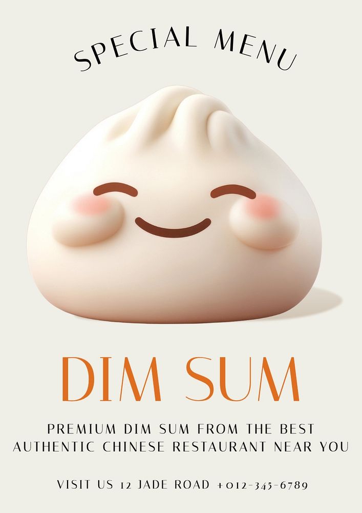 Dim sum poster template, editable text and design