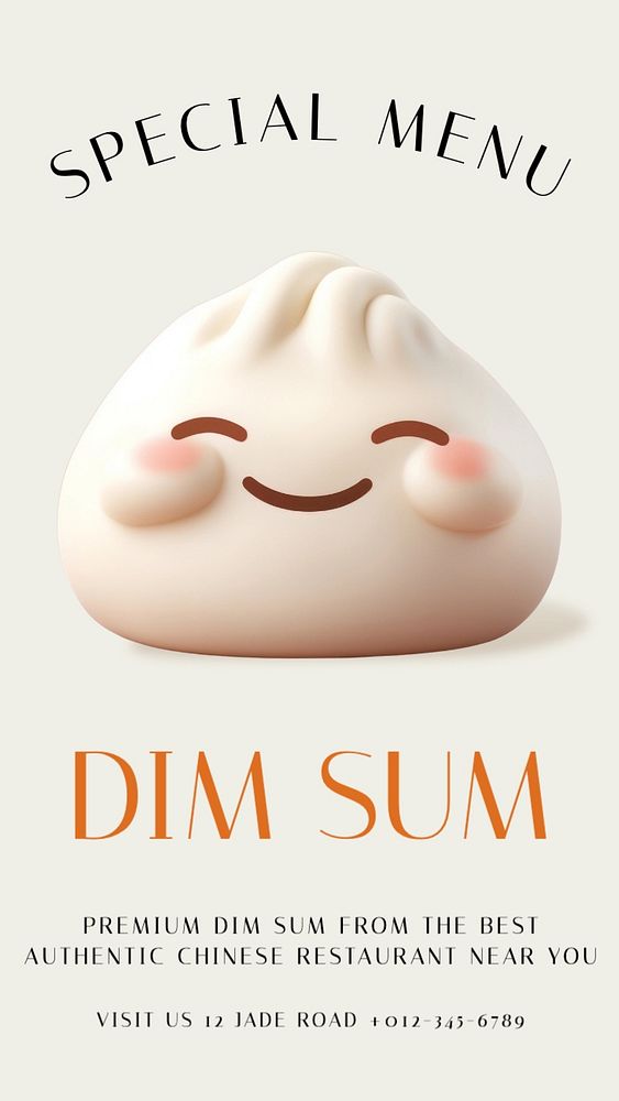 Dim sum Instagram story template, editable text