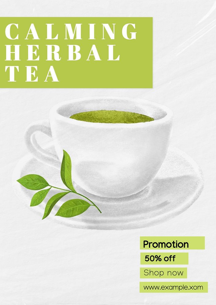 Calming herbal tea poster template, editable text and design