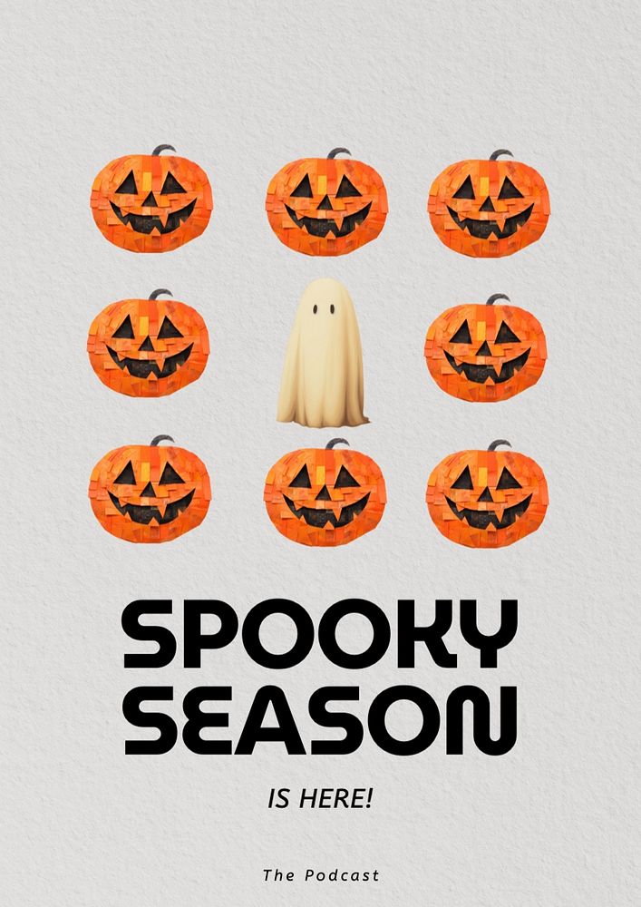 Spooky season podcast poster template, editable text and design