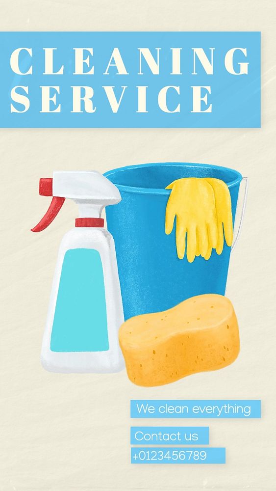 Cleaning service Instagram story template, editable text