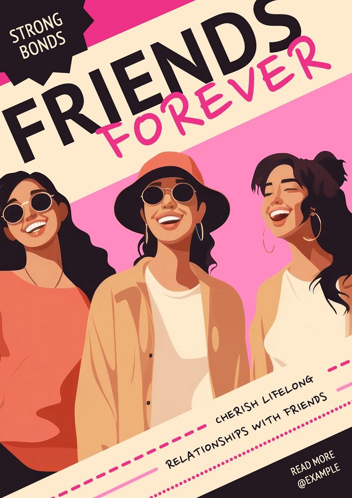 Friends forever poster template, editable text and design