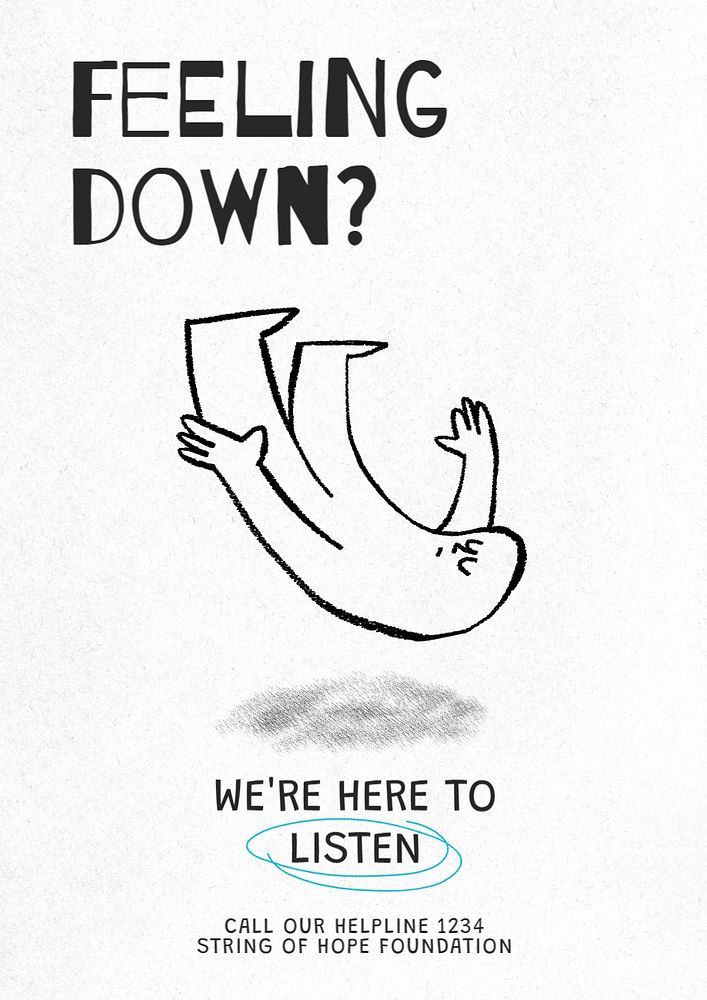 Feeling down poster template, editable text and design