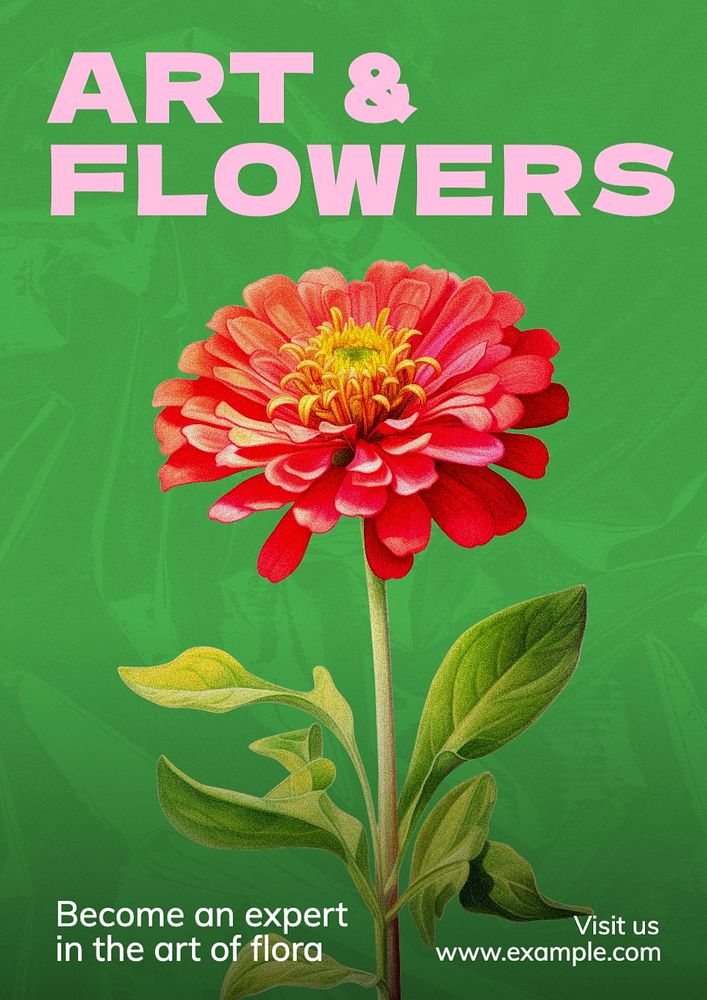 Art & flower poster template, editable text and design