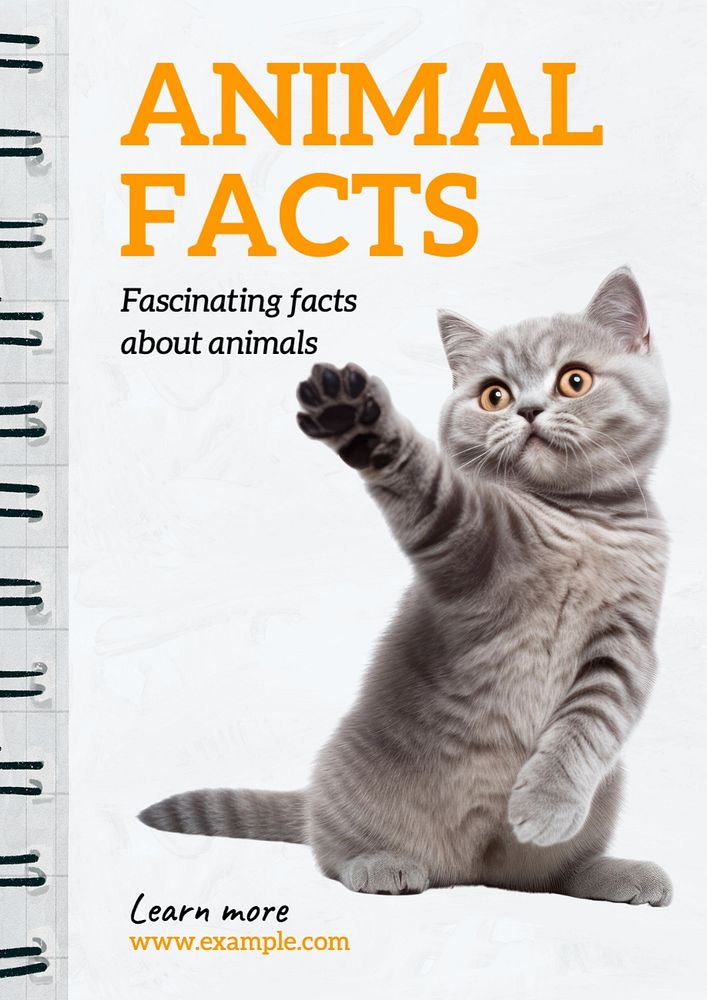 Animal facts poster template, editable text and design