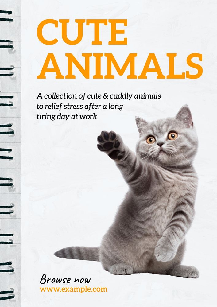 Cute animal poster template, editable text and design