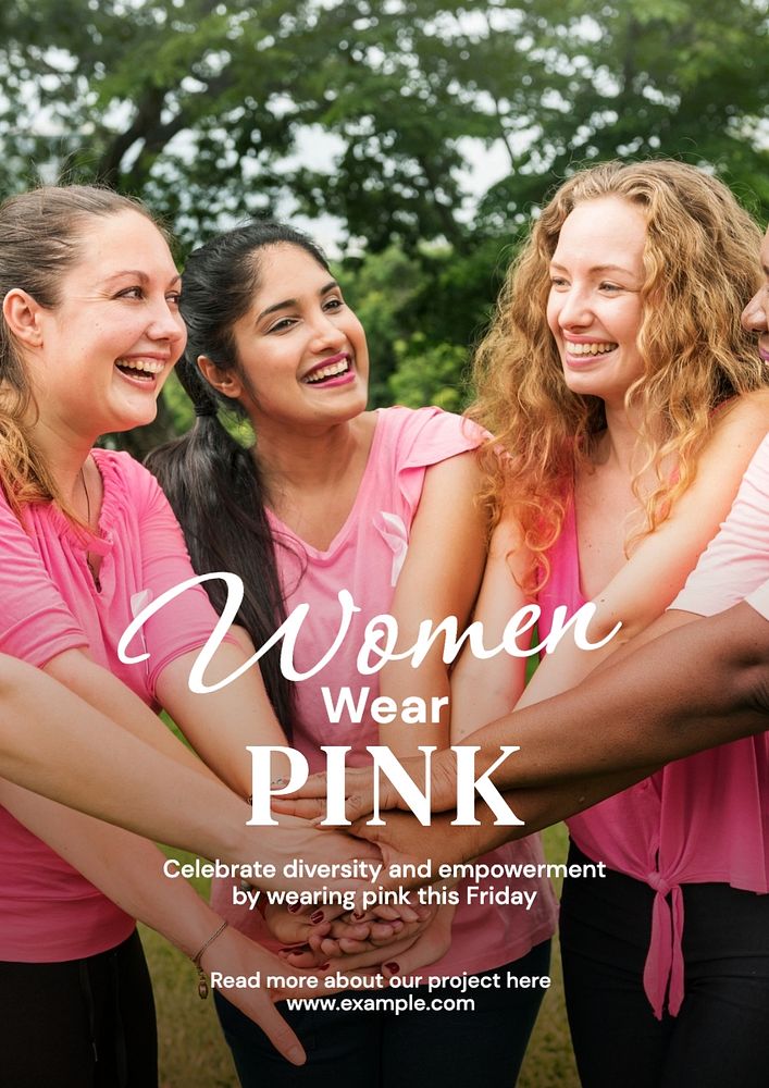 Women wear pink poster template, editable text and design