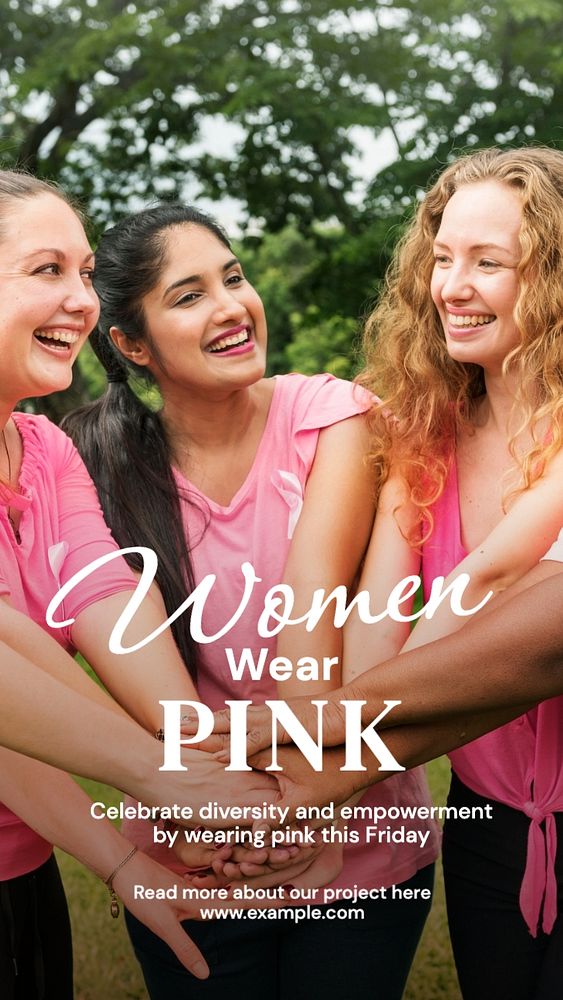 Women wear pink Instagram story template, editable text