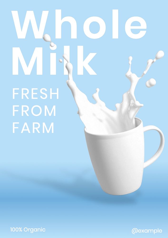 Whole milk poster template, editable text and design