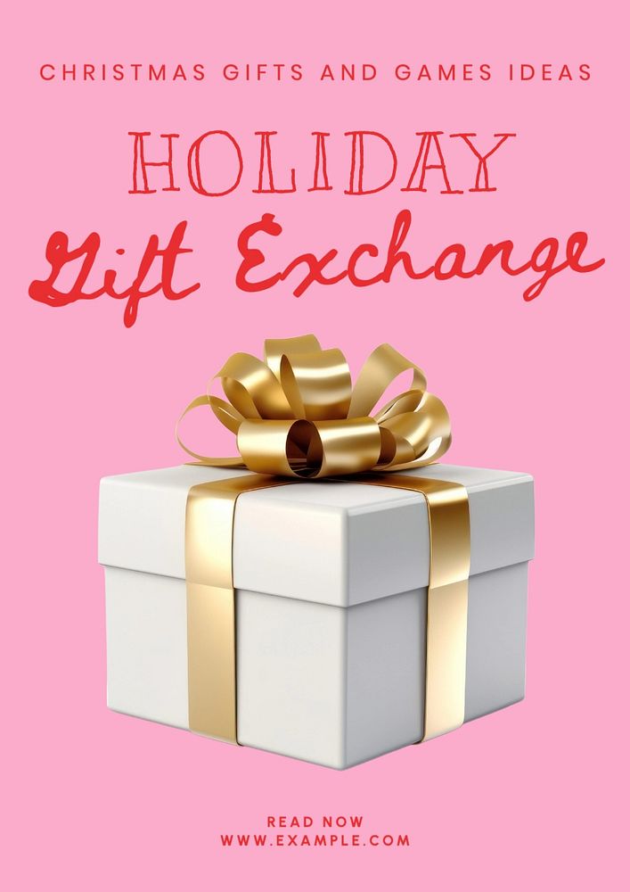 Holiday gift exchange poster template, editable text and design