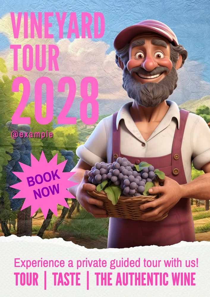 Vineyard tour poster template, editable text and design