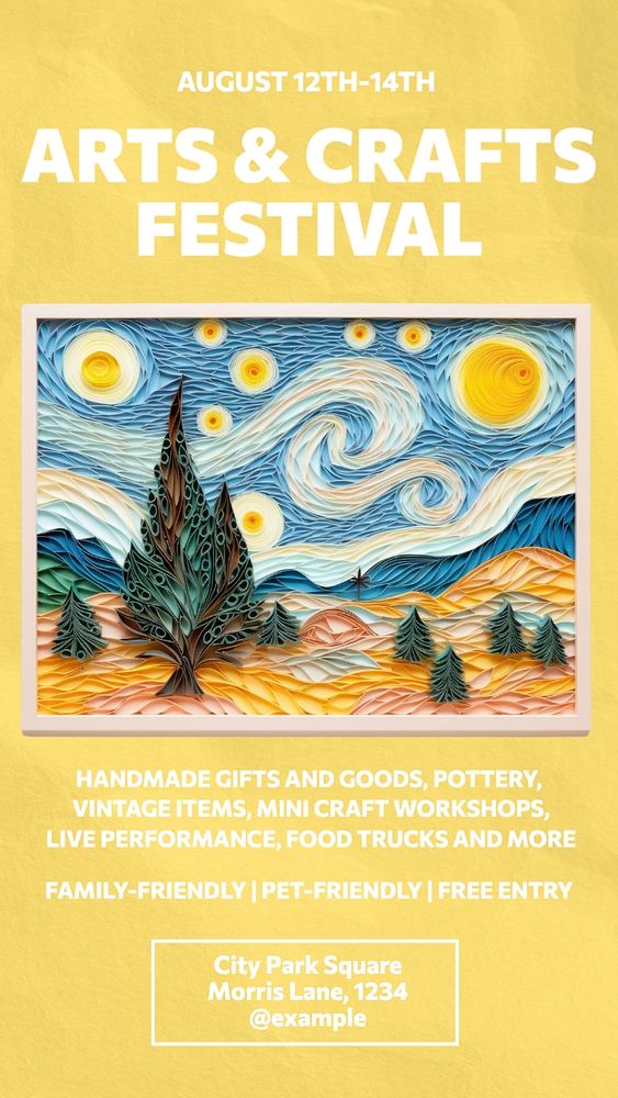 Craft festival Instagram story template, editable text