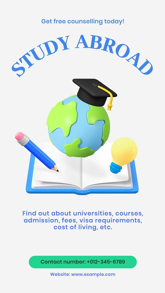 Study abroad counseling social story template, editable Instagram design