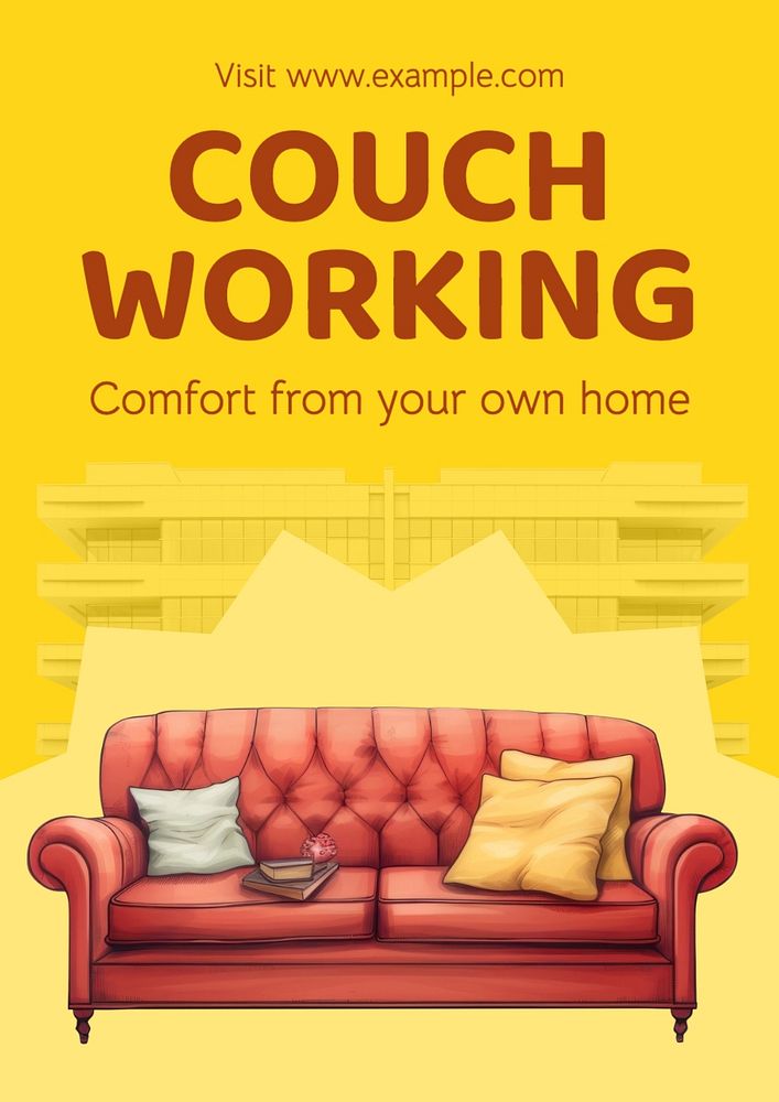 Work from home poster template, editable text and design