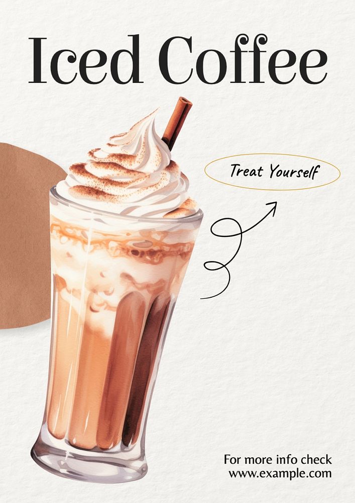 Iced coffee poster template, editable text and design