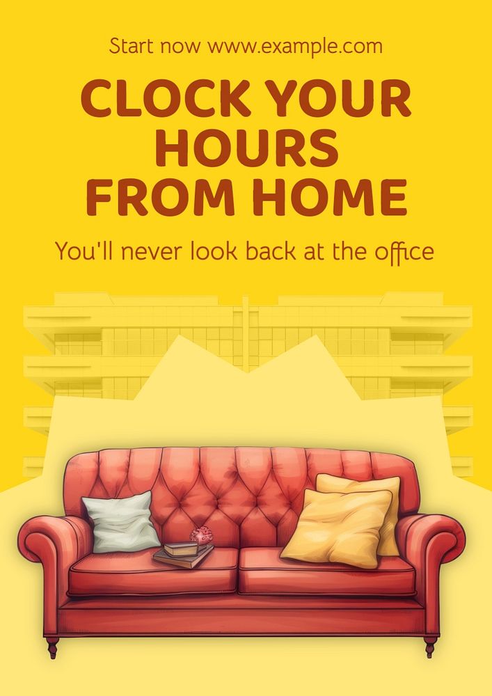 Remote work poster template, editable text and design