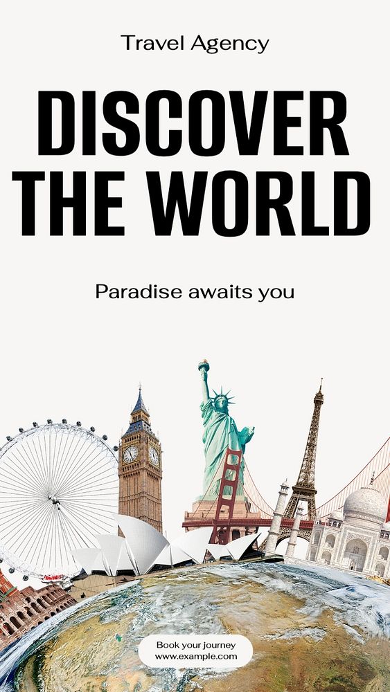 Discover the world Instagram story template, editable text