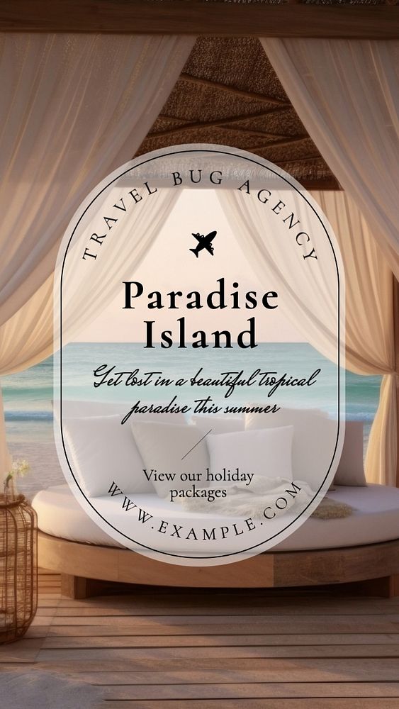 Paradise island Instagram story template, editable text