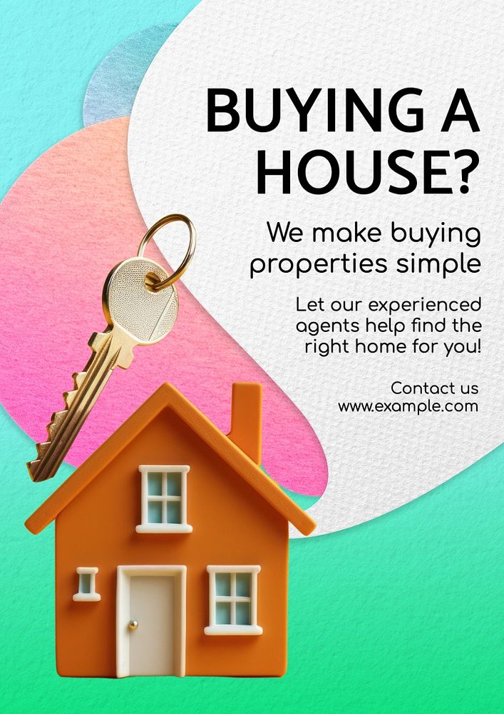 Real estate service poster template, editable text and design