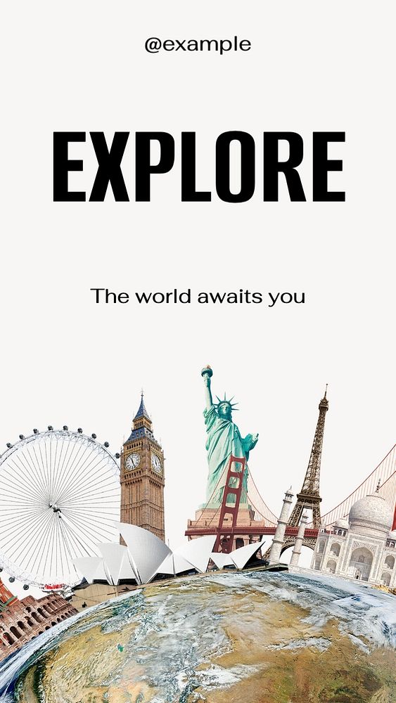 Explore Instagram story template, editable text